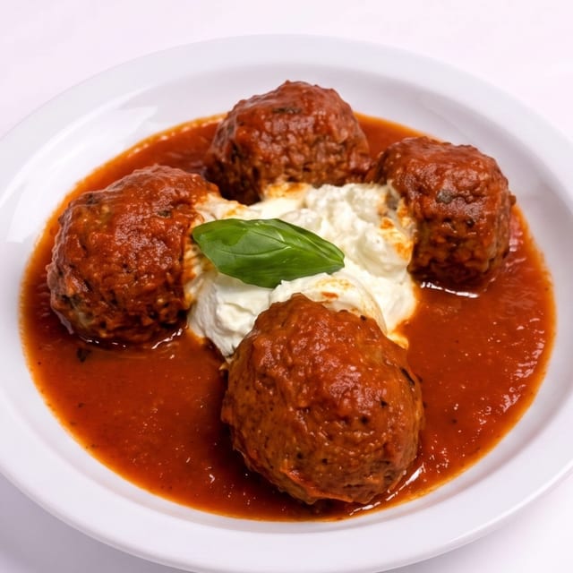 Meatballs with Ricotta and Marinara Sauce.